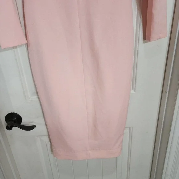 House of CB Womens Dress Dominique Baby Pink Full Zip Deep V Neck Bodycon Sz XS - Picture 5 of 12